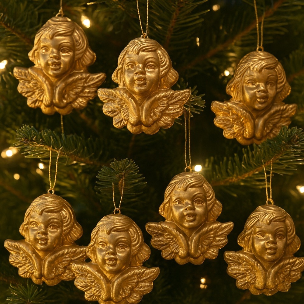 24 Pcs. Vintage Gold Cherub Angel Christmas Tree Deco Ornaments